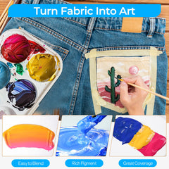 Nicpro metallic fabric paints in action add subtle shine to designs.