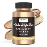 Nicpro Sahara Gold paint bottle front view showing premium coverage for crafts