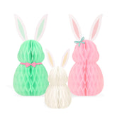 Nicrolandee Easter Bunny Honeycomb Centerpiece set in green, pink, ivory, ideal for festive tables