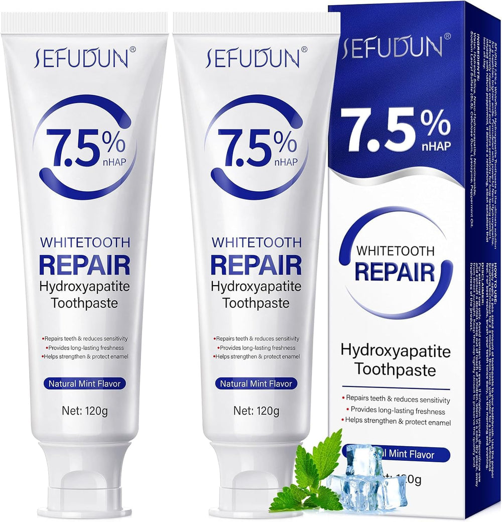 NIFEISHI fluoride-free toothpaste packs visible for enamel protection and fresh breath.