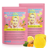 NIFEISHI turmeric kojic cleansing pad pack for gentle daily exfoliation and brightening skin.