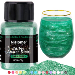 NiHome dark green glimmer powder bottle pour adds edible sparkle to drinks