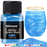 NiHome edible glimmer powder blue bottle pour for sparkling drinks.