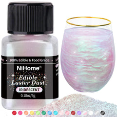 NiHome iridescent edible glimmer dust bottle adds dazzling shimmer to drinks.