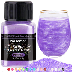 NiHome purple bottle-pour edible glitter dust adds sparkling appeal to beverages.