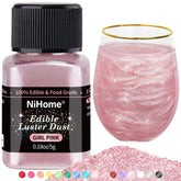 NiHome edible glimmer powder jar showing premium sparkle for desserts and beverages.