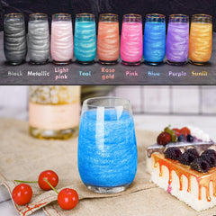 NiHome glimmer dust blue cake decor adds vivid shimmer to desserts.