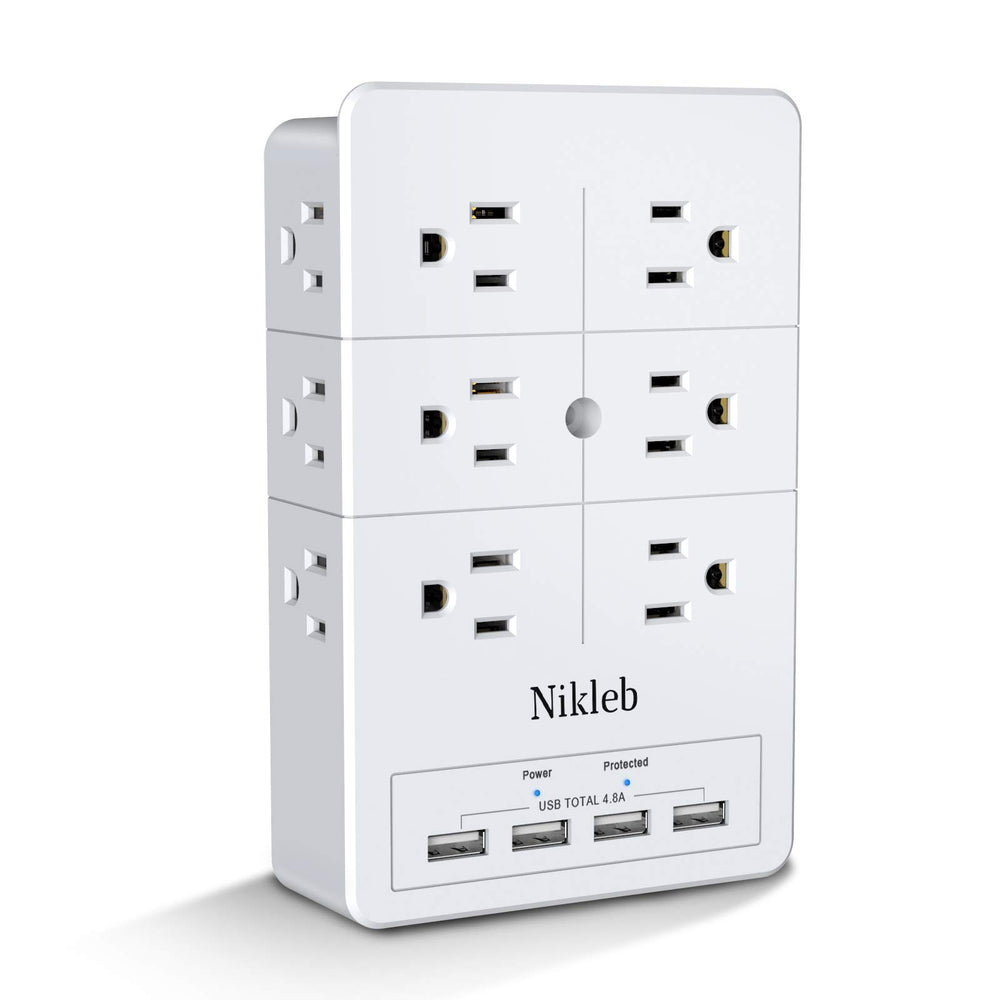 Nikleb multi-plug outlet with 12 outlets and 4 USB ports for flexible charging