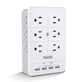 Nikleb multi-plug outlet with 12 outlets and 4 USB ports for flexible charging