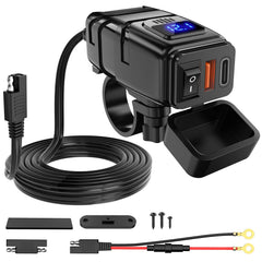 Nilight motorcycle USB Type-C port on handlebar enables fast charging.