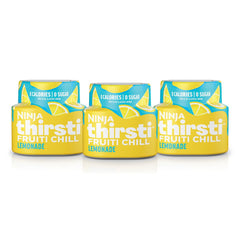 Ninja Thirsti FruitI Chill Lemonade bottle on the counter, bold flavor with zero calories.