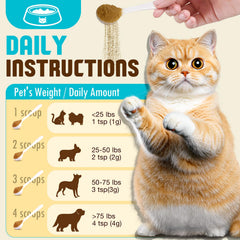 Ninsiec powder sprinkled on pet food for easier mealtimes.