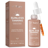 Ninsiec tanning drops bottle showing natural sunless tan benefits for everyday glow