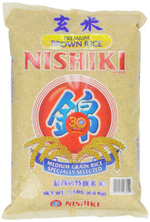 Nishiki Premium Brown Rice bag with 15-pound packaging for family meals.