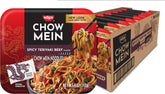 Nissin Chow Mein Spicy Teriyaki Beef tray front view for quick meals