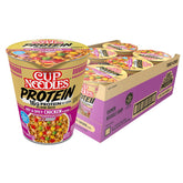 NISSIN Cup Noodles Protein Hot Spicy Chicken cup front for quick protein boost.
