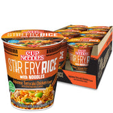 Nissin Cup Noodles Stir Fry Rice with Noodles Teriyaki Chicken cup, ready-to-eat convenience for quick meals.