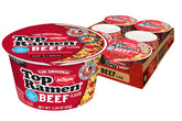 Nissin Top Ramen Beef bowl six-pack ready-to-eat meals.