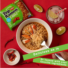 Nissin Top Ramen Chili with no added MSG for simple flavor.