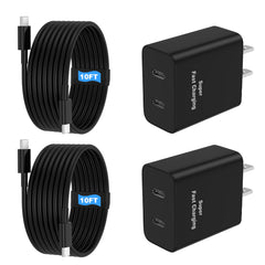 Niubil 45W dual-port charger front view powering two devices fast.