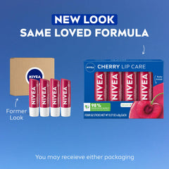 NIVEA Cherry Lip Care stick close-up showing glossy ruby color