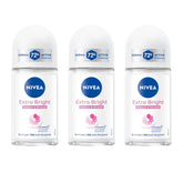 NIVEA Extra Bright roll-on underarm application shows smooth, even skin.