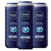 NIVEA MEN Cool Body Wash bottle closeup with icy menthol refresh