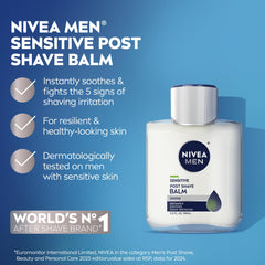 Close-up of NIVEA MEN balm label highlighting alcohol-free formula