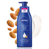 NIVEA Nourishing Lotion bottle pour shows creamy texture for very dry skin.