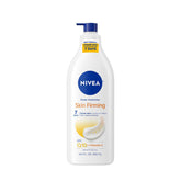 NIVEA Sheer Hydration lotion bottle highlights firming formula for smoother skin.