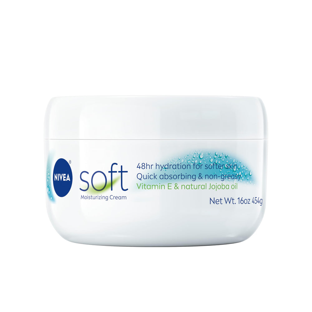 NIVEA Soft 16 oz jar close-up showing premium packaging for daily hydration.