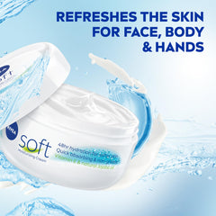 NIVEA Soft jojoba oil detail highlights nourishing formula.