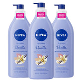 NIVEA vanilla-almond-oil-body-lotion-bottle provides long-lasting moisture for daily use.