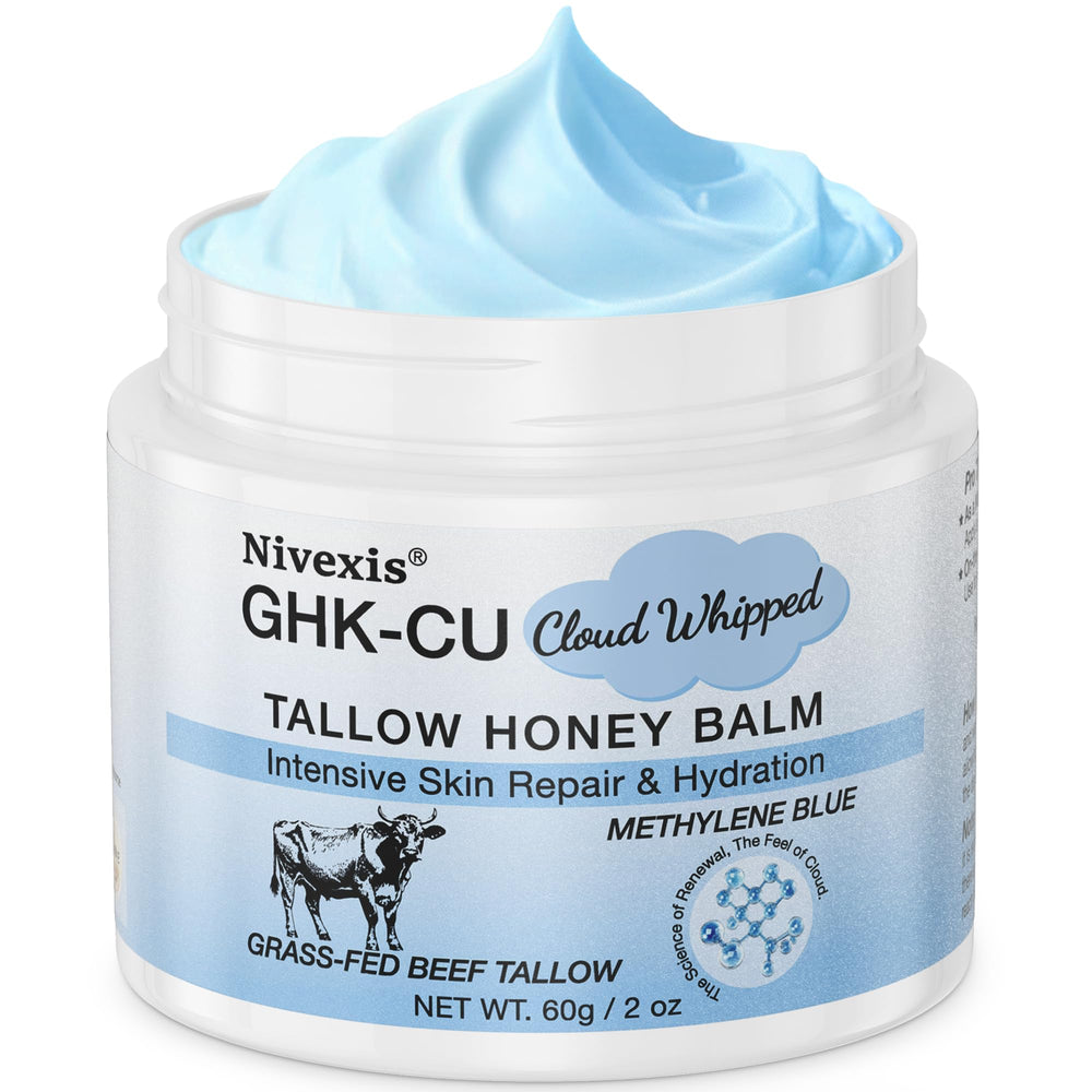 Nivexis copper peptides GHK-Cu balm in a jar providing deep hydration for radiant skin