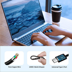 Nivjuky USB-C laptop charger highlighting smart protection features for safe charging.