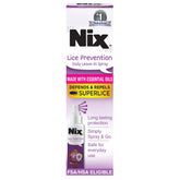 Nix Lice Prevention spray bottle shown for daily protection against lice