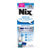 Nix Ultra Lice Treatment bottle highlighting pesticide-free formula for lice control.