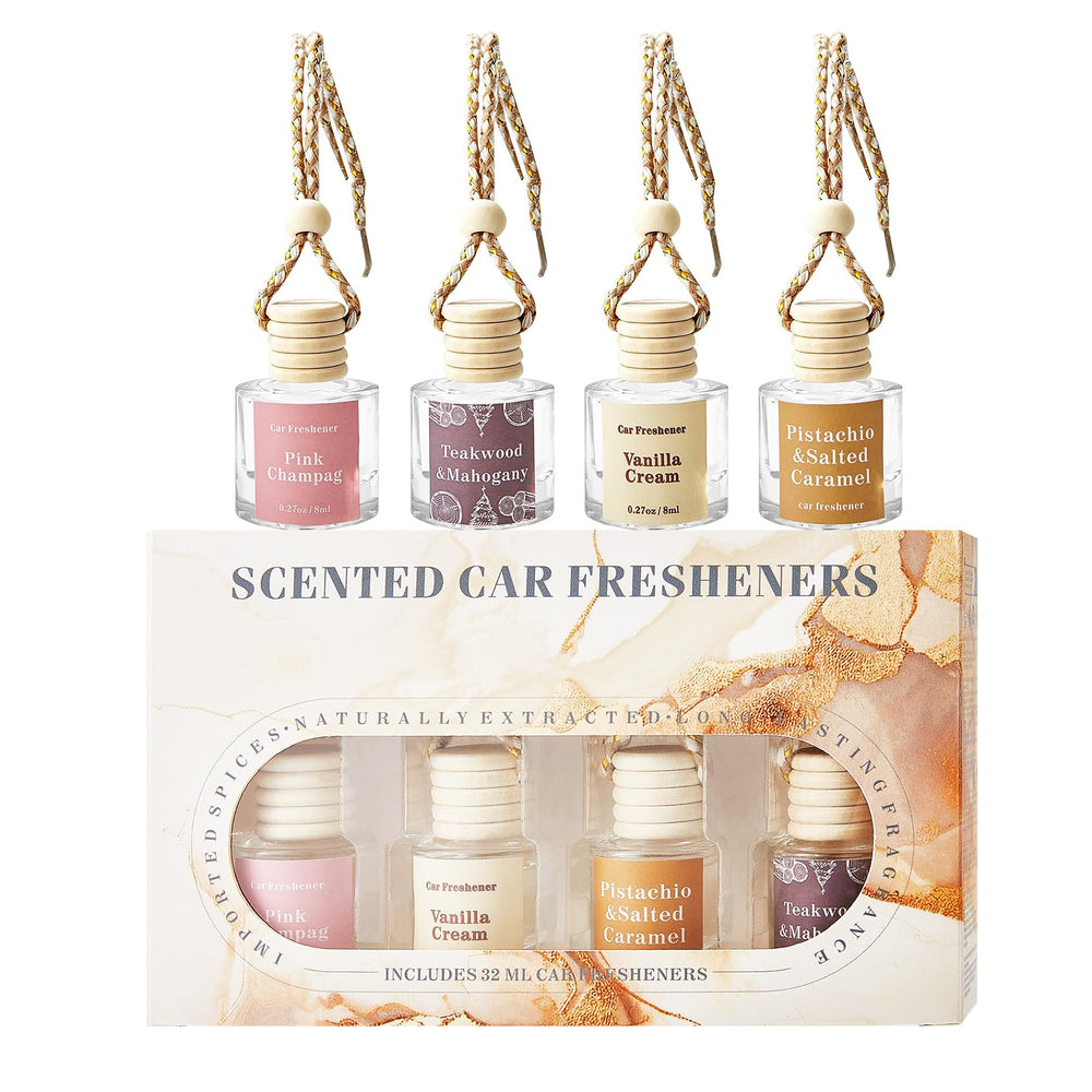 NIZENTA car air freshener glass bottle highlights premium design for long-lasting fragrance in cars.