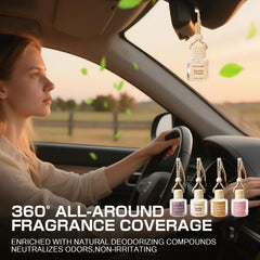 NIZENTA long-lasting scent release highlights continuous odor neutralization in vehicles.
