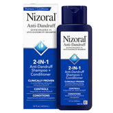 Nizoral 2-in-1 bottle pour shows simple, effective scalp care during shower.