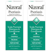 Nizoral psoriasis shampoo bottle highlighting medicated formula for itchy scalp relief.