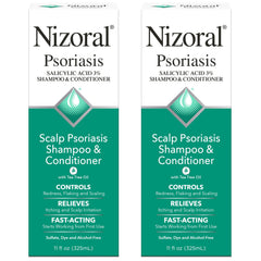 Nizoral psoriasis shampoo bottle highlighting medicated formula for itchy scalp relief.