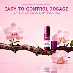 nnmnn Calcium Volume Volume Multi Balm Stick on hand demonstrates portable, on-the-go hydration.