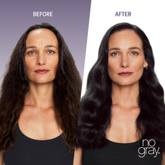 No Gray applying black dye to hair strand for fast gray coverage
