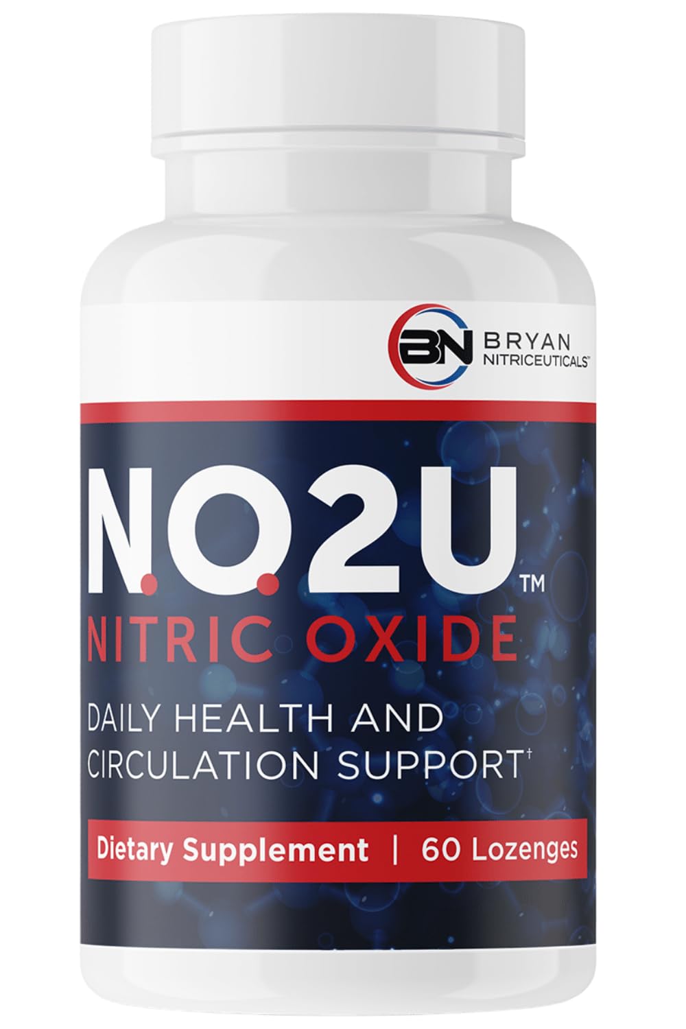 NO2U Bryan NITRICEUTICALS bottle front view showing daily nitric oxide support