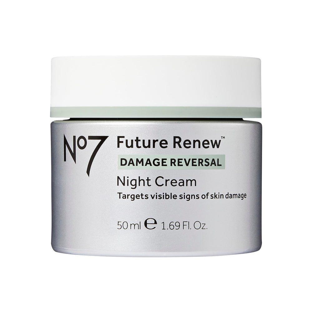 No7 Future Renew night cream jar showing luxurious overnight hydration.