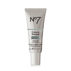 No7 Future Renew serum bottle closeup showing fast-absorbing hydration for glowing skin