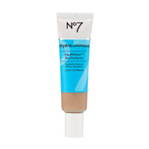 No7 HydraLuminous Skin Tint bottle demonstrating long-lasting hydration and light coverage.