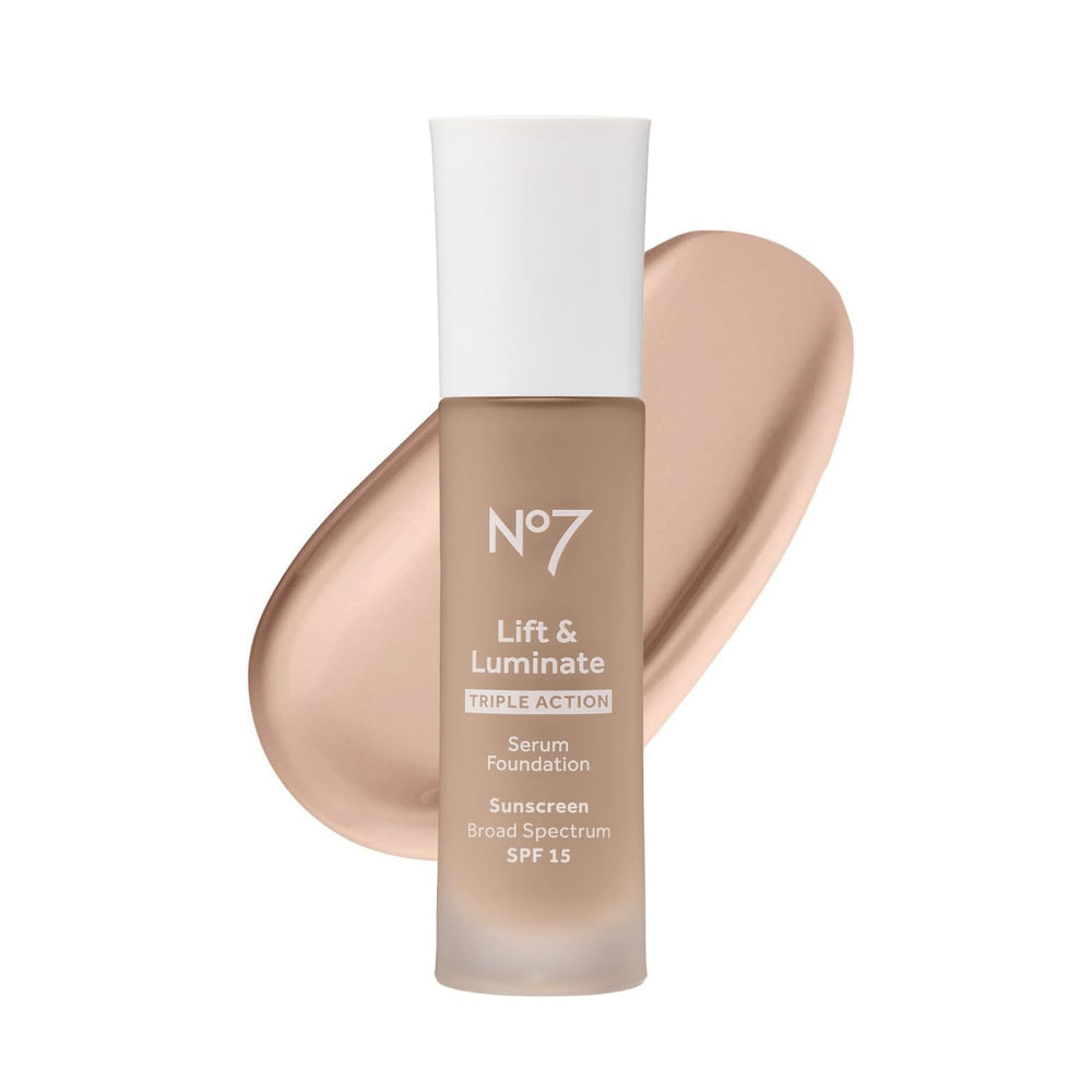 No7 Lift & Luminate porcelain bottle close-up for dewy glow and smooth complexion