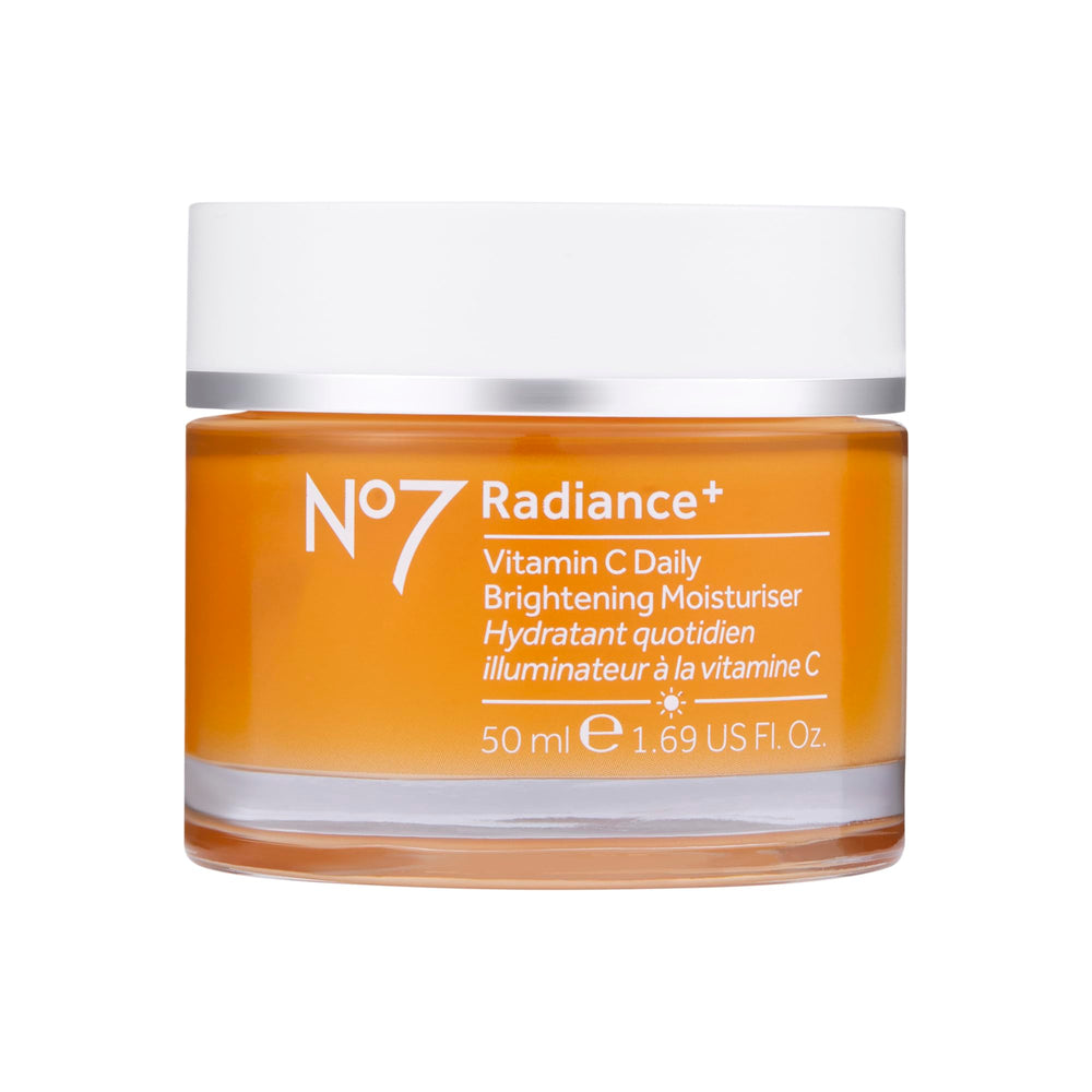 No7 Radiance+ bottle pump moisturiser for lightweight hydration and quick absorption.